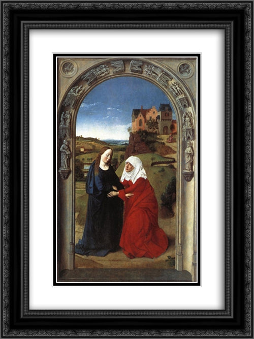 The Visitation 18x24 Black Ornate Wood Framed Art Print Poster with Double Matting by Bouts, Dirck