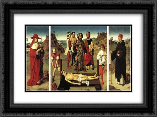 Martyrdom of St Erasmus (triptych) 24x18 Black Ornate Wood Framed Art Print Poster with Double Matting by Bouts, Dirck