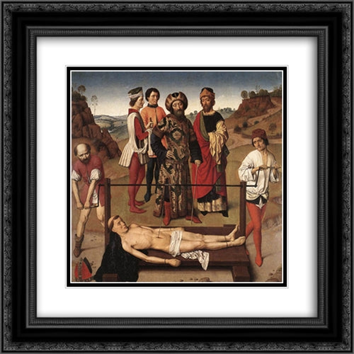 Martyrdom of St Erasmus (central panel) 20x20 Black Ornate Wood Framed Art Print Poster with Double Matting by Bouts, Dirck