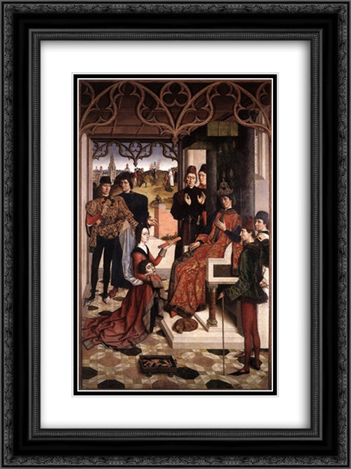 The Ordeal by Fire 18x24 Black Ornate Wood Framed Art Print Poster with Double Matting by Bouts, Dirck
