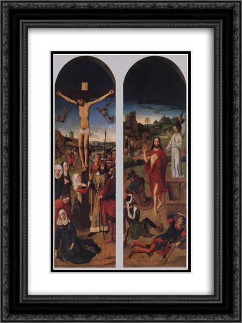 Passion Altarpiece (side wings) 18x24 Black Ornate Wood Framed Art Print Poster with Double Matting by Bouts, Dirck