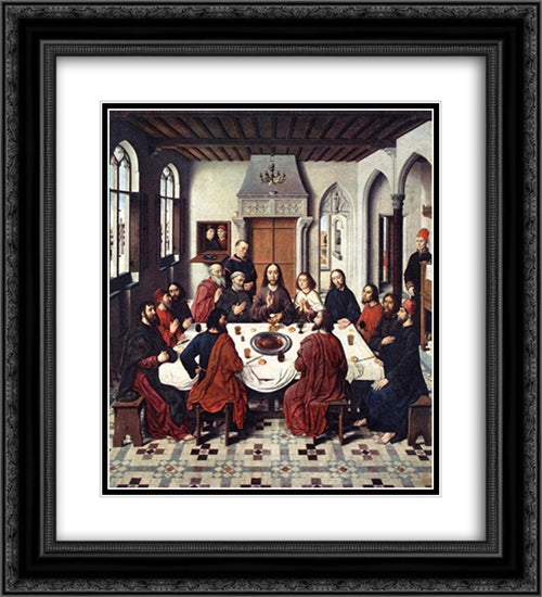The Last Supper 20x22 Black Ornate Wood Framed Art Print Poster with Double Matting by Bouts, Dirck
