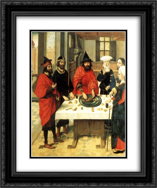 The Feast of the Passover 20x24 Black Ornate Wood Framed Art Print Poster with Double Matting by Bouts, Dirck