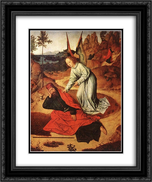Prophet Elijah in the Desert 20x24 Black Ornate Wood Framed Art Print Poster with Double Matting by Bouts, Dirck