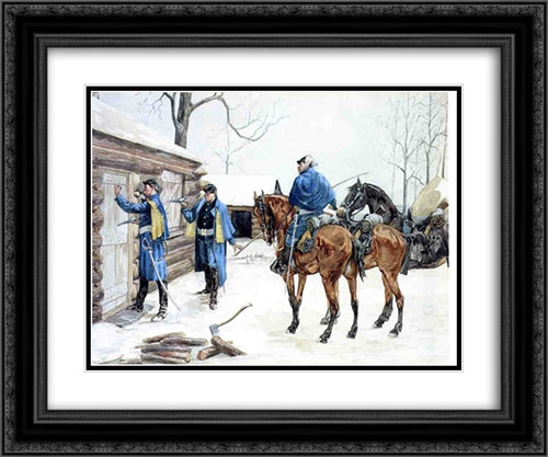 Arresting the Deserter 24x20 Black Ornate Wood Framed Art Print Poster with Double Matting by Remington, Frederic