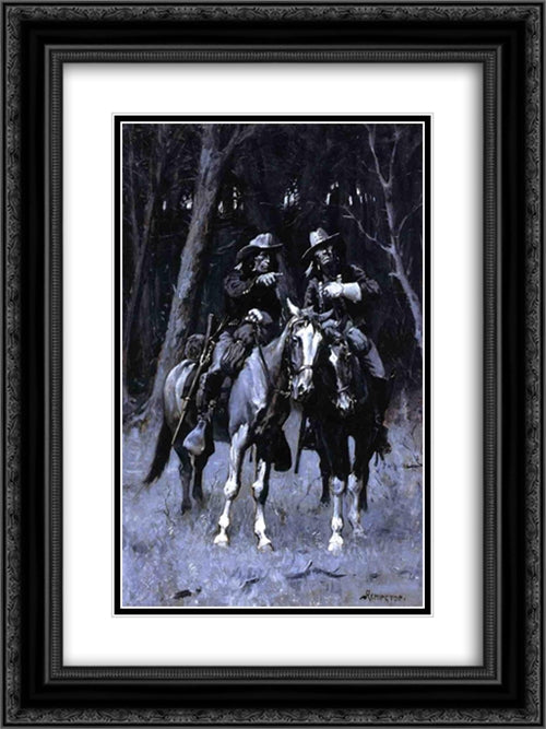 Cheyenne Scouts Patrolling the Big Timber of the North Canadian, Oklahoma 18x24 Black Ornate Wood Framed Art Print Poster with Double Matting by Remington, Frederic