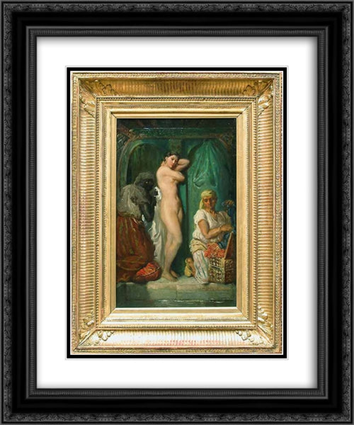 Un bain au serail 20x24 Black Ornate Wood Framed Art Print Poster with Double Matting by Chasseriau, Theodore