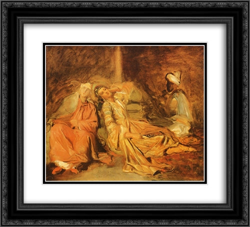 Harem 22x20 Black Ornate Wood Framed Art Print Poster with Double Matting by Chasseriau, Theodore