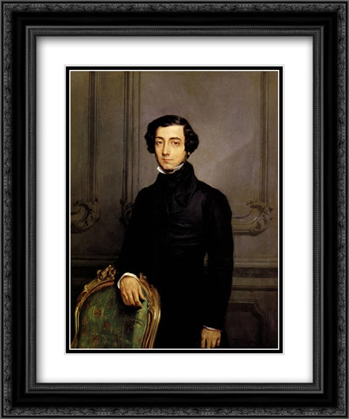 Portrait of Alexis de Toqueville 20x24 Black Ornate Wood Framed Art Print Poster with Double Matting by Chasseriau, Theodore