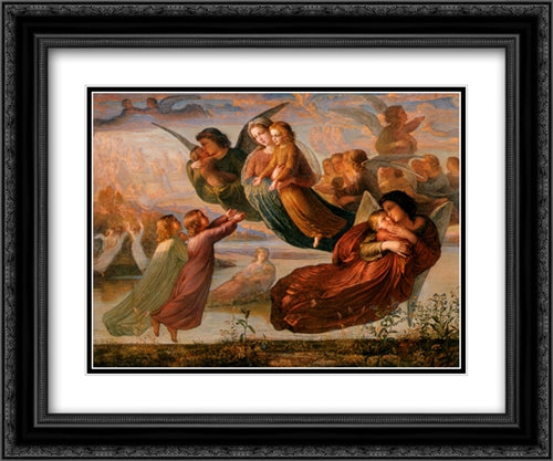 Le Poeme de l'ame ' Souvenirs du ciel 24x20 Black Ornate Wood Framed Art Print Poster with Double Matting by Janmot, Anne Francois Louis