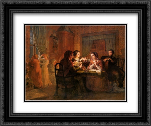 Le Poeme de l'ame ' Le Toit paternal 24x20 Black Ornate Wood Framed Art Print Poster with Double Matting by Janmot, Anne Francois Louis