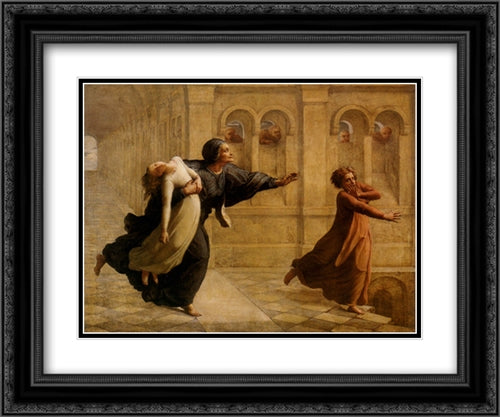 Le Poeme de l'ame ' Cauchemar 24x20 Black Ornate Wood Framed Art Print Poster with Double Matting by Janmot, Anne Francois Louis