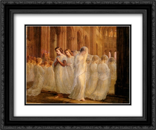 Le Poeme de l'ame ' Premiere communion 24x20 Black Ornate Wood Framed Art Print Poster with Double Matting by Janmot, Anne Francois Louis
