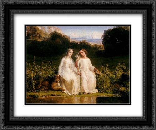 Le Poeme de l'ame ' Virginitas 24x20 Black Ornate Wood Framed Art Print Poster with Double Matting by Janmot, Anne Francois Louis
