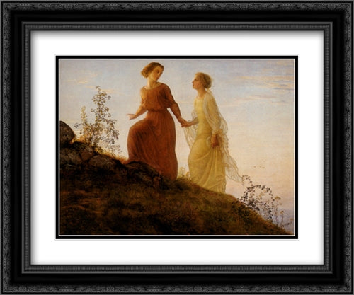 Le Poeme de l'ame ' Sur la montagne 24x20 Black Ornate Wood Framed Art Print Poster with Double Matting by Janmot, Anne Francois Louis