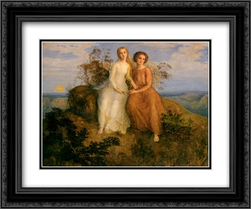 Le Poeme de l'ame ' Un Soir 24x20 Black Ornate Wood Framed Art Print Poster with Double Matting by Janmot, Anne Francois Louis