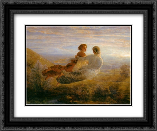Le Poeme de l'ame ' Le Vol de l'ame 24x20 Black Ornate Wood Framed Art Print Poster with Double Matting by Janmot, Anne Francois Louis