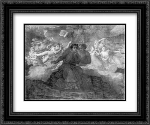 Le Poeme de l'ame ' L'Espirit du mal 24x20 Black Ornate Wood Framed Art Print Poster with Double Matting by Janmot, Anne Francois Louis