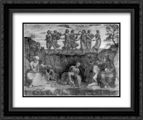 Le Poeme de l'ame ' Les Generations du mal 24x20 Black Ornate Wood Framed Art Print Poster with Double Matting by Janmot, Anne Francois Louis