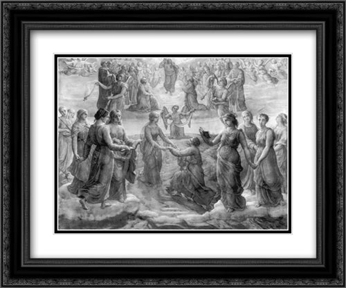 Le Poeme de l'ame ' Sursum Corda 24x20 Black Ornate Wood Framed Art Print Poster with Double Matting by Janmot, Anne Francois Louis