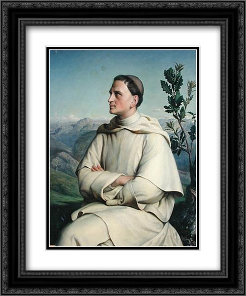 Henri Lacordaire at Sorreze 20x24 Black Ornate Wood Framed Art Print Poster with Double Matting by Janmot, Anne Francois Louis