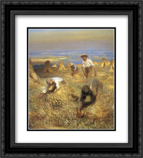 Harvesting the Sheaves 20x22 Black Ornate Wood Framed Art Print Poster with Double Matting by Clausen, Sir George