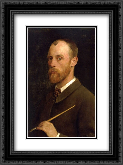 Portrait of the Artist 18x24 Black Ornate Wood Framed Art Print Poster with Double Matting by Clausen, Sir George