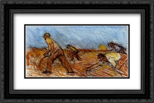 Study For 'Harvest' 24x16 Black Ornate Wood Framed Art Print Poster with Double Matting by Clausen, Sir George