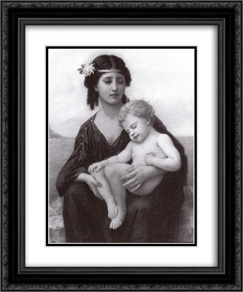 By the Seashore 20x24 Black Ornate Wood Framed Art Print Poster with Double Matting by Bouguereau, Elizabeth Jane Gardner