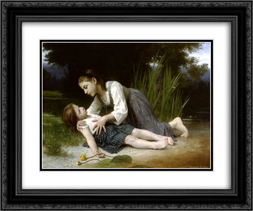 L'imprudente 24x20 Black Ornate Wood Framed Art Print Poster with Double Matting by Bouguereau, Elizabeth Jane Gardner