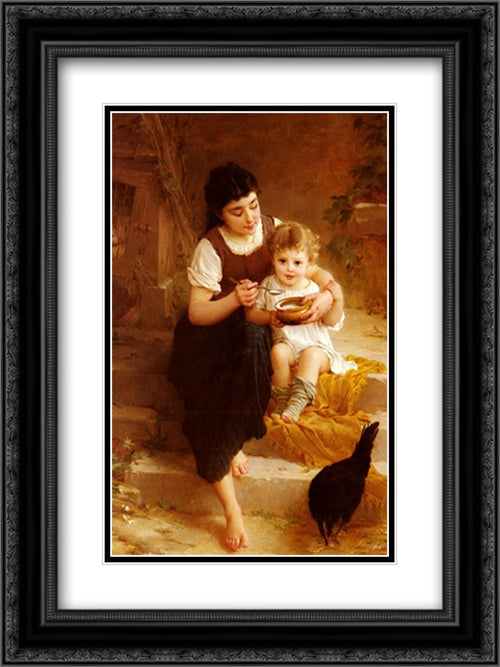 La Grande Soeur 18x24 Black Ornate Wood Framed Art Print Poster with Double Matting by Munier, Emile