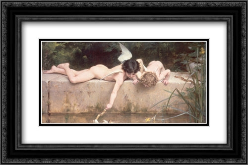 Le Sauvatage 24x16 Black Ornate Wood Framed Art Print Poster with Double Matting by Munier, Emile