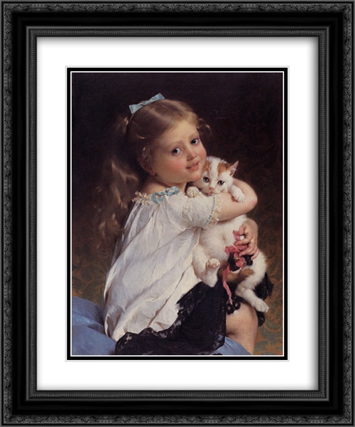 Her Best Friend 20x24 Black Ornate Wood Framed Art Print Poster with Double Matting by Munier, Emile