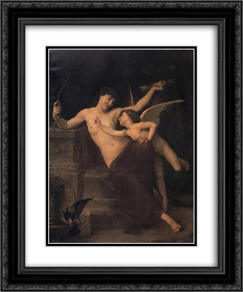 Cupid Disarmed 20x24 Black Ornate Wood Framed Art Print Poster with Double Matting by Munier, Emile