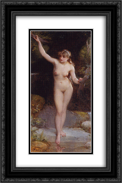 The Bather 16x24 Black Ornate Wood Framed Art Print Poster with Double Matting by Munier, Emile