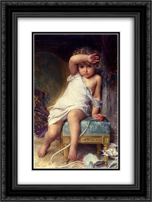 The Broken Vase 18x24 Black Ornate Wood Framed Art Print Poster with Double Matting by Munier, Emile