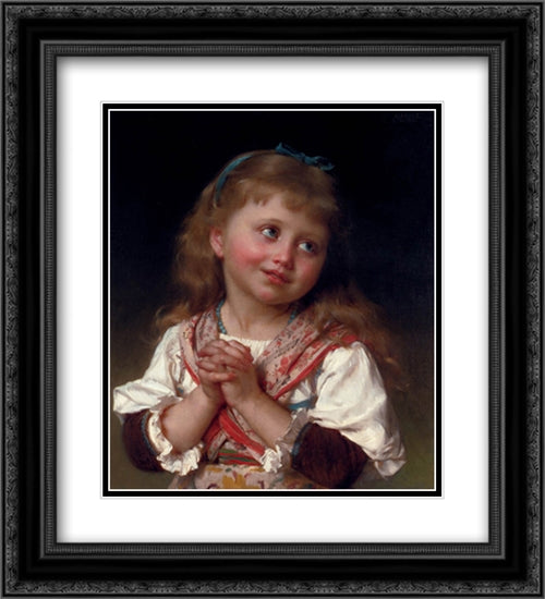 May I? 20x22 Black Ornate Wood Framed Art Print Poster with Double Matting by Munier, Emile