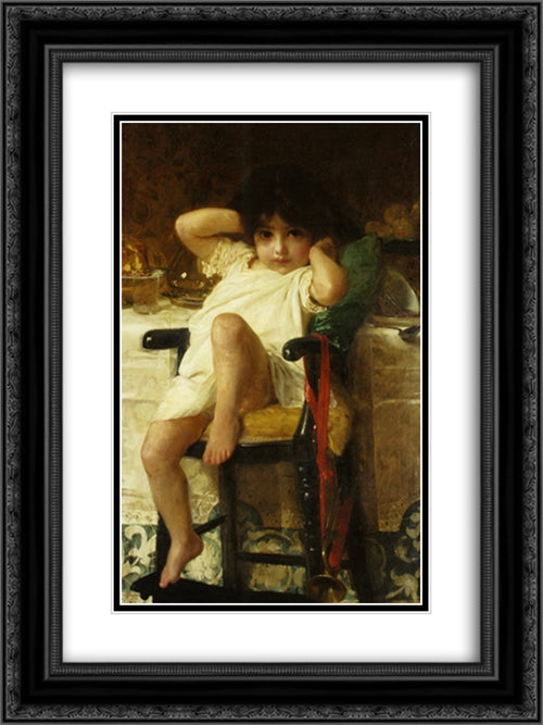 En Penitence 18x24 Black Ornate Wood Framed Art Print Poster with Double Matting by Munier, Emile