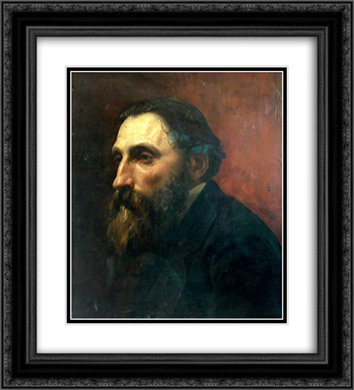 Portrait de Rodin 20x22 Black Ornate Wood Framed Art Print Poster with Double Matting by Laurens, Jean Paul