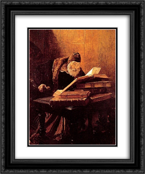 Le Vieux Savant ou L'Alchimiste 20x24 Black Ornate Wood Framed Art Print Poster with Double Matting by Laurens, Jean Paul