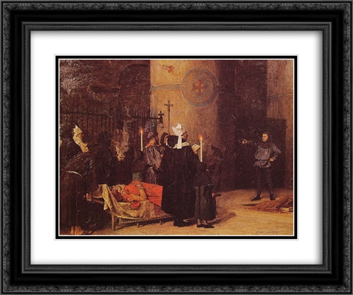 Funerailles de Guillaume le Conquerant 24x20 Black Ornate Wood Framed Art Print Poster with Double Matting by Laurens, Jean Paul