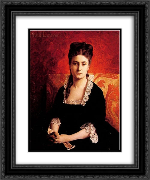 Portrait de femme 20x24 Black Ornate Wood Framed Art Print Poster with Double Matting by Laurens, Jean Paul