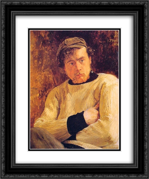 Portrait de Jean'Pierre Laurens 20x24 Black Ornate Wood Framed Art Print Poster with Double Matting by Laurens, Jean Paul