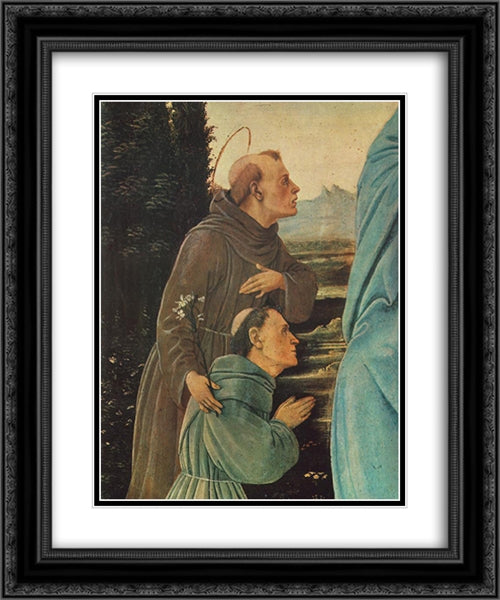 Madonna with Child, St Anthony of Padua and a Friar [detail: 1] 20x24 Black Ornate Wood Framed Art Print Poster with Double Matting by Lippi, Filippino
