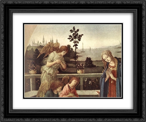Adoration of the Child [detail: 1] 24x20 Black Ornate Wood Framed Art Print Poster with Double Matting by Lippi, Filippino
