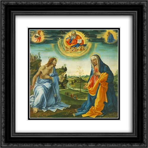 The Intervention of Christ and Mary 20x20 Black Ornate Wood Framed Art Print Poster with Double Matting by Lippi, Filippino