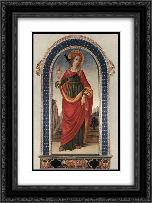 St Lucy 18x24 Black Ornate Wood Framed Art Print Poster with Double Matting by Lippi, Filippino