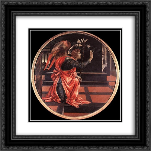 Gabriel from the Annunciation 20x20 Black Ornate Wood Framed Art Print Poster with Double Matting by Lippi, Filippino