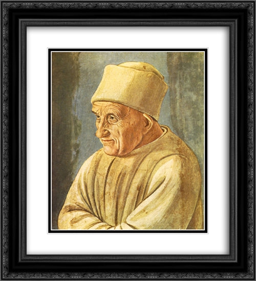 Portrait of an Old Man 20x22 Black Ornate Wood Framed Art Print Poster with Double Matting by Lippi, Filippino