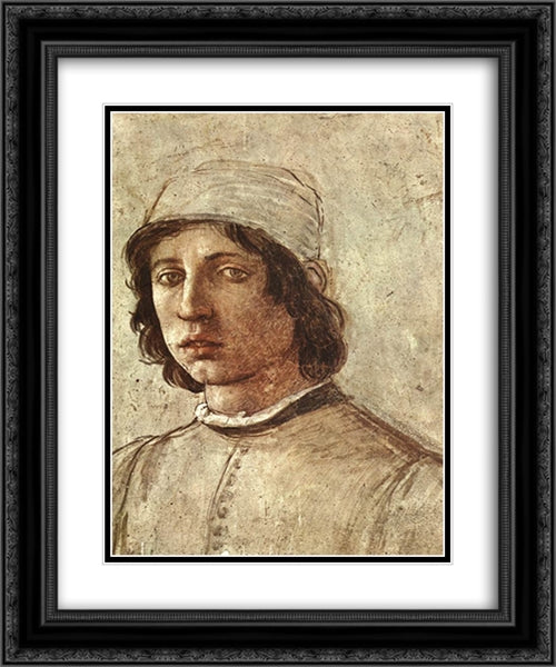 Self'Portrait [detail: 1] 20x24 Black Ornate Wood Framed Art Print Poster with Double Matting by Lippi, Filippino
